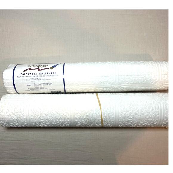 Lot Of 2 Rolls New Designer‎ Paintable Wallpaper Brewster Wall Covering - Picture 1 of 4